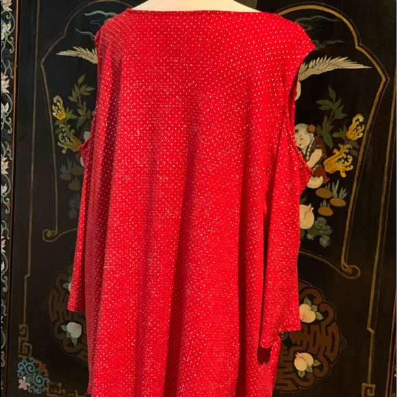 NWOT: Ruby Rd Red Open Shoulder Top - Picture 6 of 7